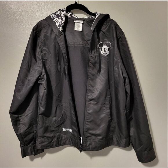 Disney Parks Women's Size S Mickey Hooded Windbreaker Jacket Black Mouse Ears - Picture 4 of 14
